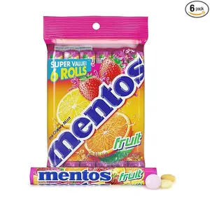 Mentos Candy, Mint Chewy Candy Roll, Fruit, Non Melting, 1.32 Oz , 6 count(Pack of 1)