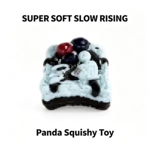 Cute Panda Cake Squishy Toy, Safe Silicone Stress Relief Squeeze Toy, Non-Toxic Slow Rising Fidget Toy for Anxiety, Kawaii Dessert Decompression Toy