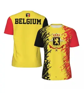 3d Printed Belgium Men's T-shirt Summer Fitness Sports Running T Shirts Tops Street Loose Short Sleeve Tees Football Jersey