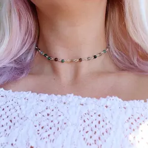 Earthly glass beaded choker necklace