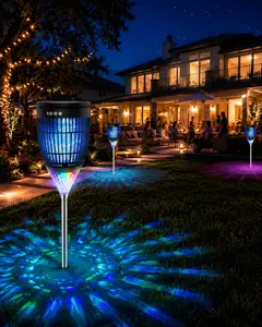 All in 1 Solar Bug Zapper Outdoor, Flame & Projection Mode, Auto/Manual Modes, 4200V Electric Mosquito Killer with Light, IPX5 Waterproof Rechargeable Fly Insect Trap for Patio Garden Camping Yard RV