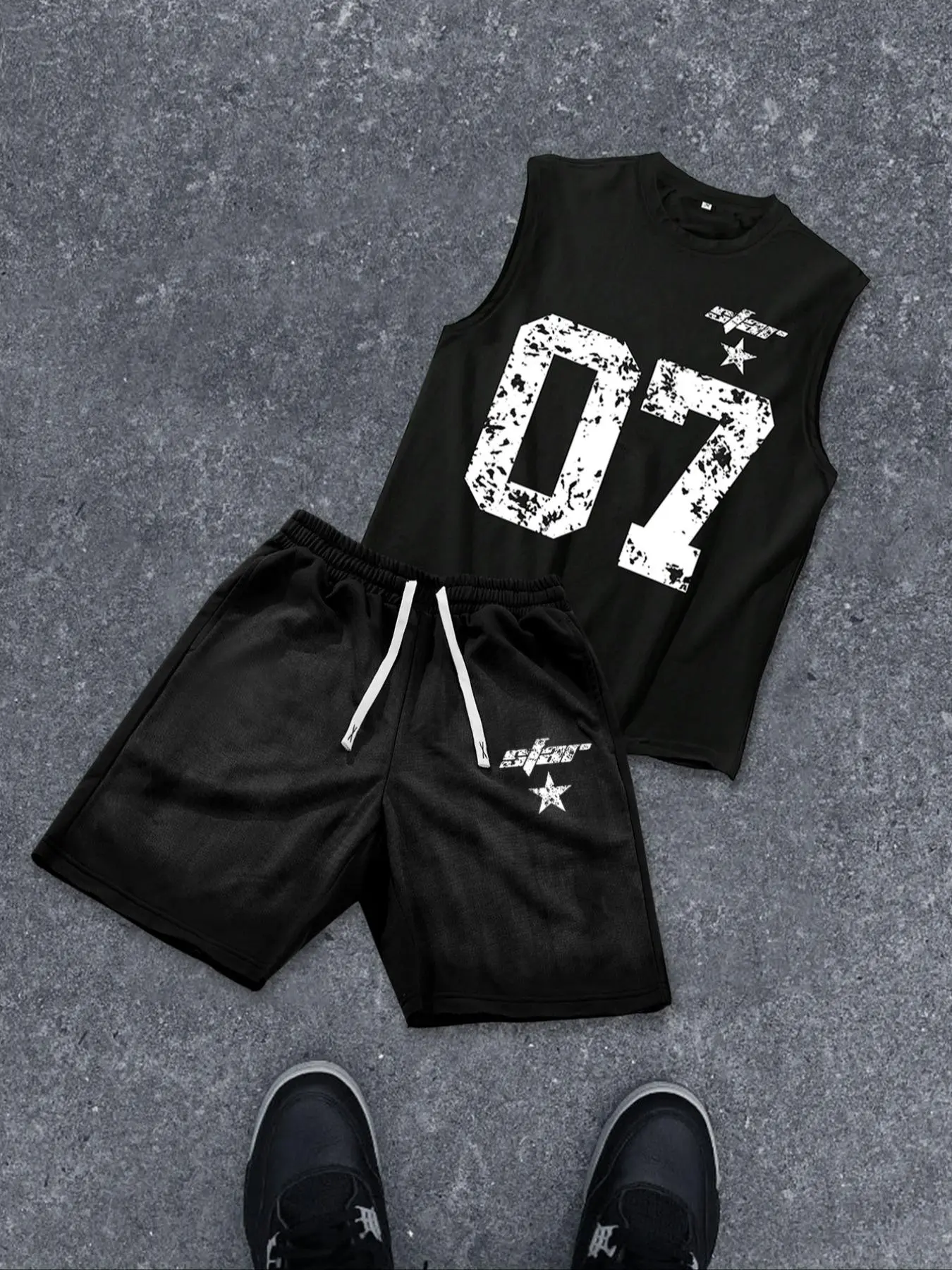 Men's Casual Home Wear Loungewear Set Outfit, Comfortable Loose Fit Sleeveless Knit Pajamas, Stylish Daily for Relaxing at Home, Perfect for Leisure Activities