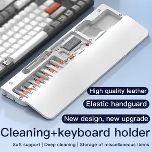 14.17'' Keyboard Wrist Rest Pad with Cleaning Tool Kit, ABS & Leather Hand Wrist Rest for 85% Mechanical Keyboard, Non-Slip Palm Pad for Comfortable Typing and Playing