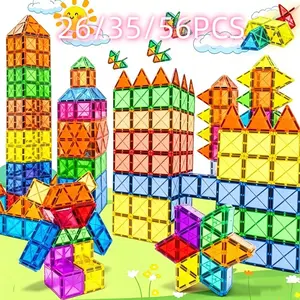 25/35/56pcs Magnetic Building Blocks, Mini Magnetic Puzzle Toy, Stem Construction Set, Travel Friendly, Suitable for Ages 3-8, Boys and Girls