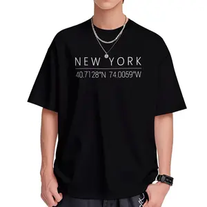 NEW YORK Letter Print Men's New Round Crew Neck Short Sleeve Tee, Fashion T-Shirt, Comfy Breathable Casual Sports Top For Spring Summer Holiday Leisure Vacation