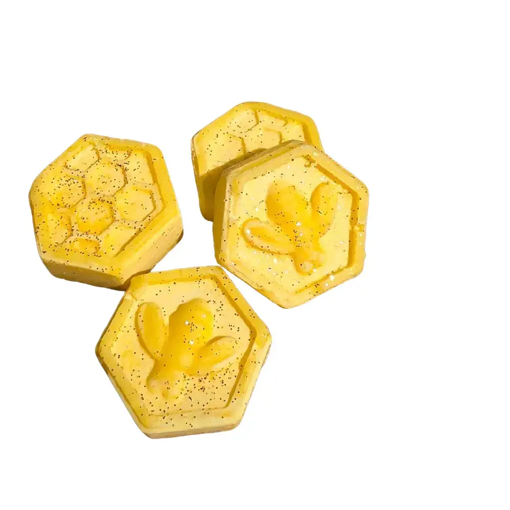 Honey & Shea Soy Wax Melts Bee and Honeycomb Shaped with Biodegradable Glitter Natural Wax Cubes