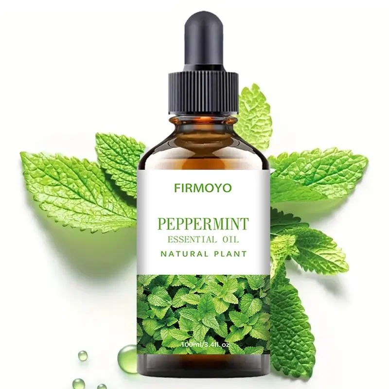 3.38 oz FIRMOYO Peppermint Essential Oil, Botanical Peppermint Essential Oil, for massage, shower, skincare, face, body, nails, hair, and eyelash care