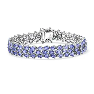 Tanzanite 19 ctw Wisteria Blossom Bracelet in Rhodium Over Sterling Silver 7.25 In Christmas Gifts