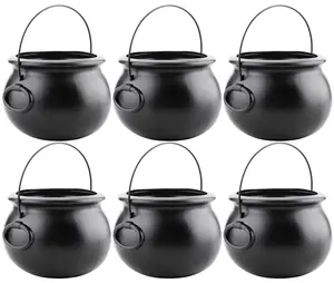 PMU 6 pack 8" Halloween Cauldron - Blow Mold Plastic Party Accessory - Candy Holder - Halloween Party Favors & Supplies - Perfect for Trick or Treat - (6/Pkg)
