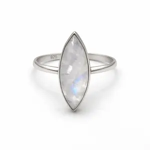 Yaya's One-of-a-Kind Rainbow Moonstone Sterling Silver Ring - Size 8.5 - ID 100