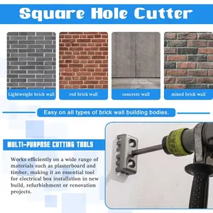 Electric Box Hole Cutter, Electric Hammer Steel Rectangular Slot Cutting Machine, Brick Concrete Cement Stone Fast Wall Hole Driller Tool Set