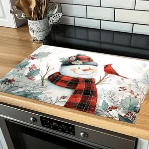 Christmas Snowman Pattern Silica Gel Oven Mat, Easy Clean Kitchen Decor Essential, Festive Atmosphere, Healthy Material, Holiday Gift Idea