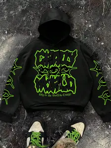 Unisex Men's Three Eye Print Long Sleeve Knit Hoodie, Loose Casual Streetwear Fashion Graphic Hooded Sweatshirt for Daily Holiday Outdoor Wear, Men Clothes for Fall & Winter, Graphic Sweatshirts, Tops