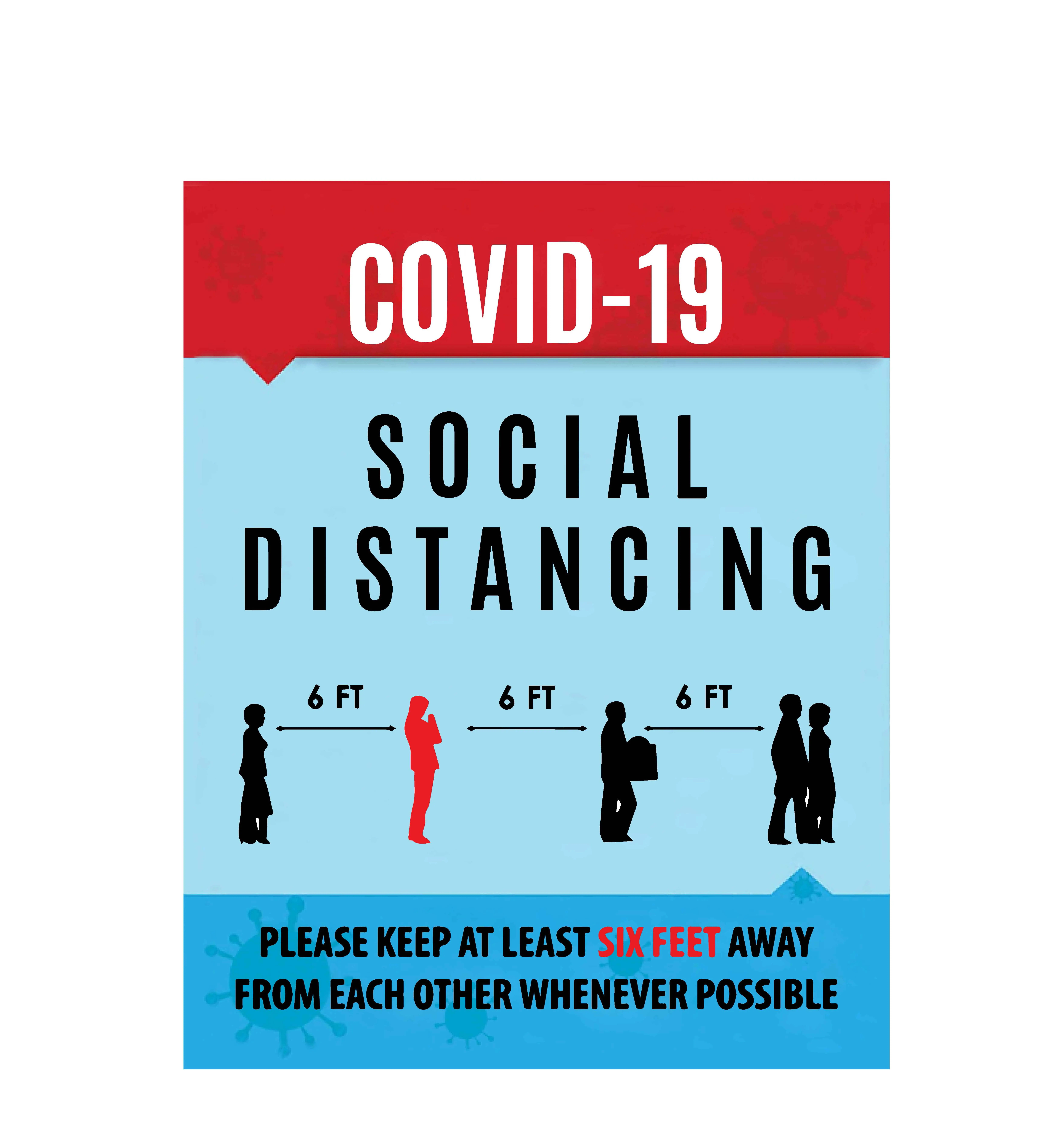 FixtureDisplays® 22x28" Social Distancing Poster Digitally Printed Graphics Laminated to 3mm (1/8") Sintra Board Panel 10073-NF