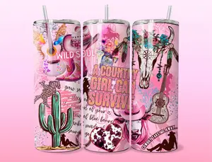 [5 samples] Cowgirl 20oz Tumbler, Rustic Country Girl Western Tumbler, Yeehaw Cowgirl Boots Tumbler
