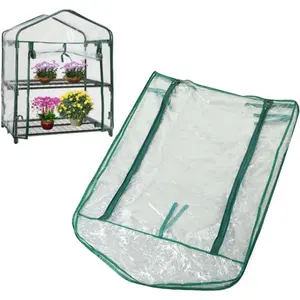 PVC Plant Greenhouse Cover - 2 Tier Mini Walk-in Greenhouse for Indoor/Outdoor Gardening - 27 x 19 x 36 Inch