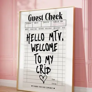 Hi MTV Poster, Welcome To My Crib Print, Trendy Guest Check Poster, Apartment Aesthetic, Trendy Wall Art, MTV Print, Retro Typography Poster