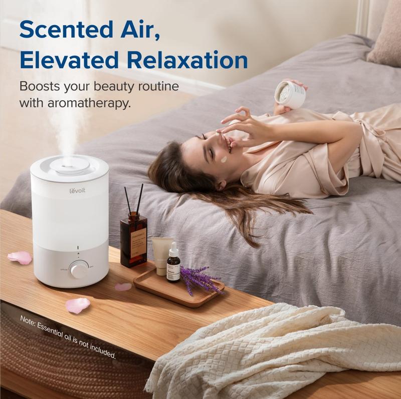 LEVOIT Humidifiers for Bedroom, Quiet (3L Water Tank) Cool Mist Top Fill Essential Oil Diffuser for Large Room, 360° Nozzle, Dual 150 & filter bundle LEVOIT Humidifiers for Bedroom, Quiet (3L Water Tank) Cool Mist Top Fill Essential Oil Diffuser for Large Room, 360° Nozzle, Dual 150 & filter bundle