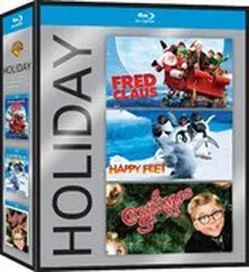 USED-FRED CLAUS , A CHRISTMAS STORY, HAPPY FEET : Blu-Ray Warner Holiday 3 Pack (DVD)
