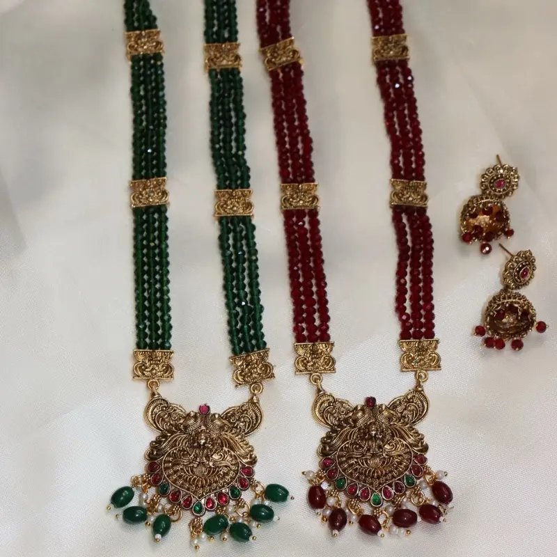 Traditional Indian-Nepali Style Hydro crystal Temple Necklace Sets