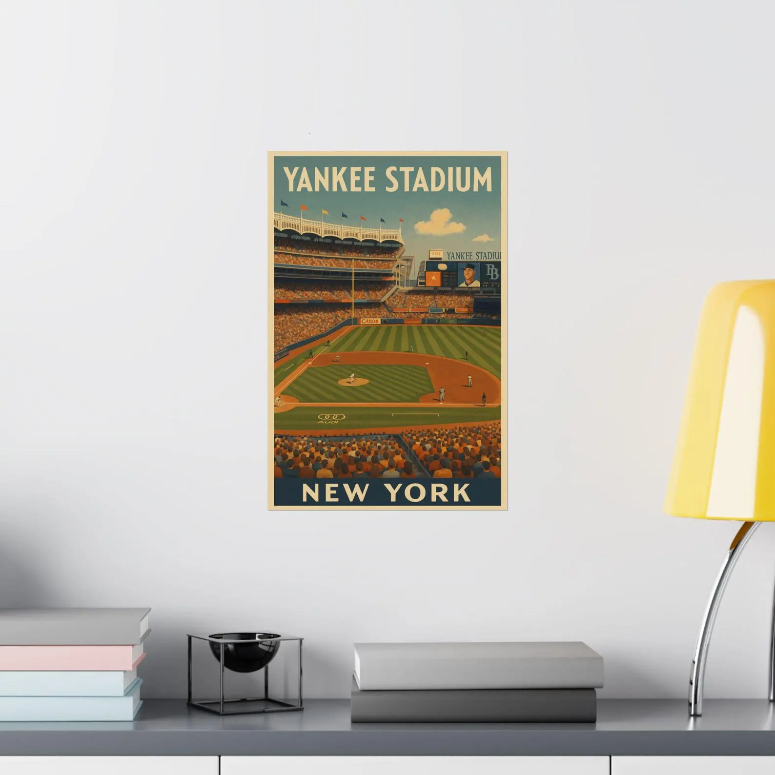 Yankee Stadium Poster, Vintage New York Baseball Wall Art, Retro Stadium Travel Print, NYC Sports Decor UNFRAMED