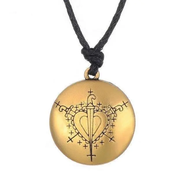 Necklaces  EZillie Danto - Gold Pendant with Heart Design on Black Cord, Simple and Elegant Style