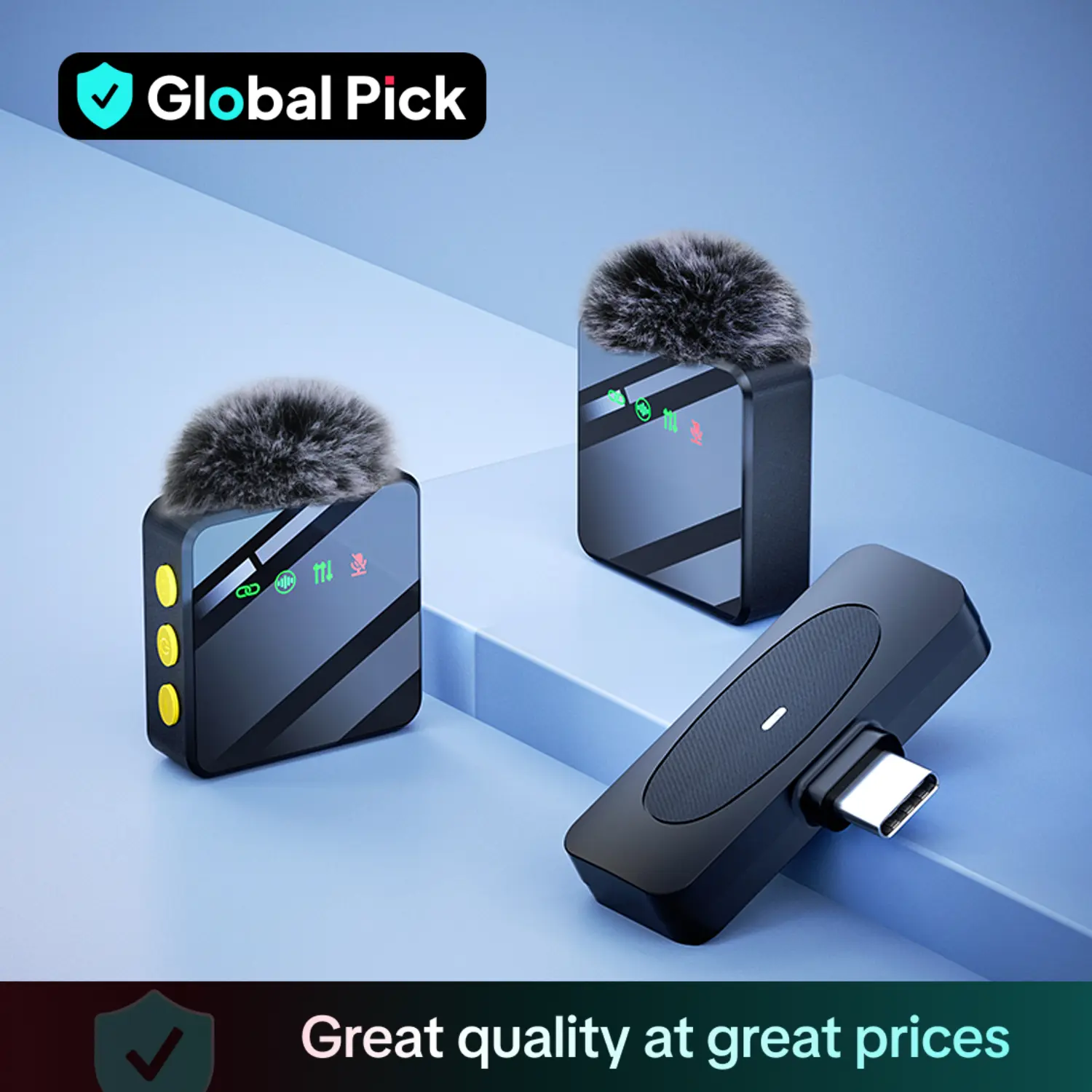 Wireless Lavalier Microphone, 1 Set USB Rechargeable Wireless Microphone, Lapel Mic for Video Recording, Teaching, Interviews, Podcast, Conference, Vl