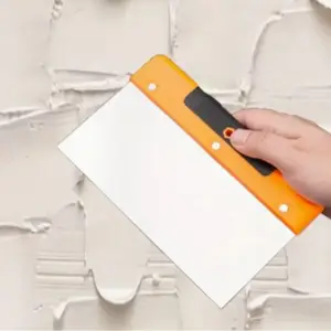 Stainless Steel Putty Knife Set, 4-Piece Rubber Handle Scrapers for Decoration, Cleaning, DIY Home Projects, Oil