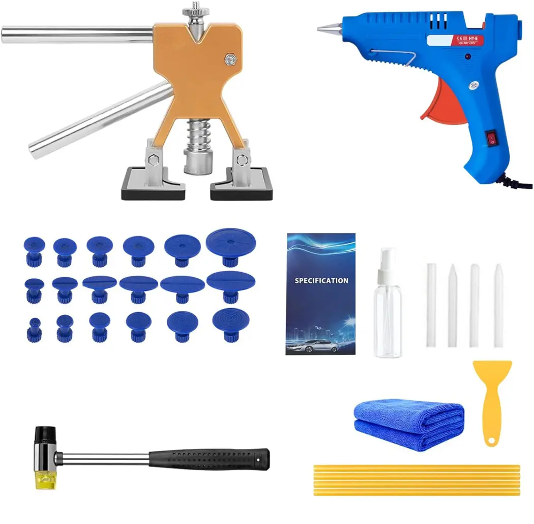 Dent Repair Tool Paintless Car Dent Puller Kit with 18 Taps and Glue Gun Adjustable Dent Repair Removal Lifter Pull Tool for Automobiles, Refrigerator, Motorcycle, Metal Dent Repair(34pcs) Car Dent Remover