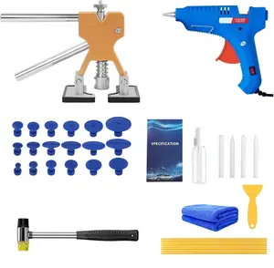 Dent Repair Tool Paintless Car Dent Puller Kit with 18 Taps and Glue Gun Adjustable Dent Repair Removal Lifter Pull Tool for Automobiles, Refrigerator, Motorcycle, Metal Dent Repair(34pcs)