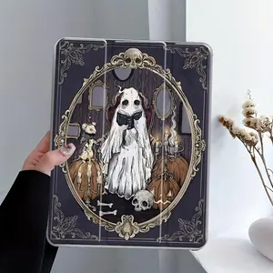 Gothic Ghost Dark Fairy Tale iPad Case, Cover, Tri-Fold Protective Stand Case for iPad, Transparent Acrylic Hard Back, Vintage Spooky Art, Pencil and Charger Slots, Ultra-Thin Scratch-Resistant for iPad 10.2inch, Mini, Pro, Ideal for Work and School