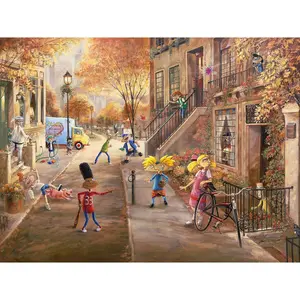 Premium "Block Party" Artistic Canvas Print – A Vibrant and Modern Wall Art Piece Designed to Energize Kitchens, Living Rooms, Dormitories, Bathrooms, or Bedrooms with Colorful and Playful Decorative Style.