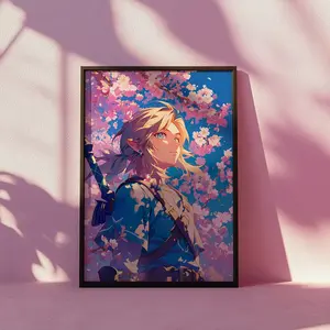 Link Art Print The Legend of Zelda Poster Kawaii Wall Decor Otaku Gift Japanese Manga Art Aesthetic Gamer Decor BOTW Artwork