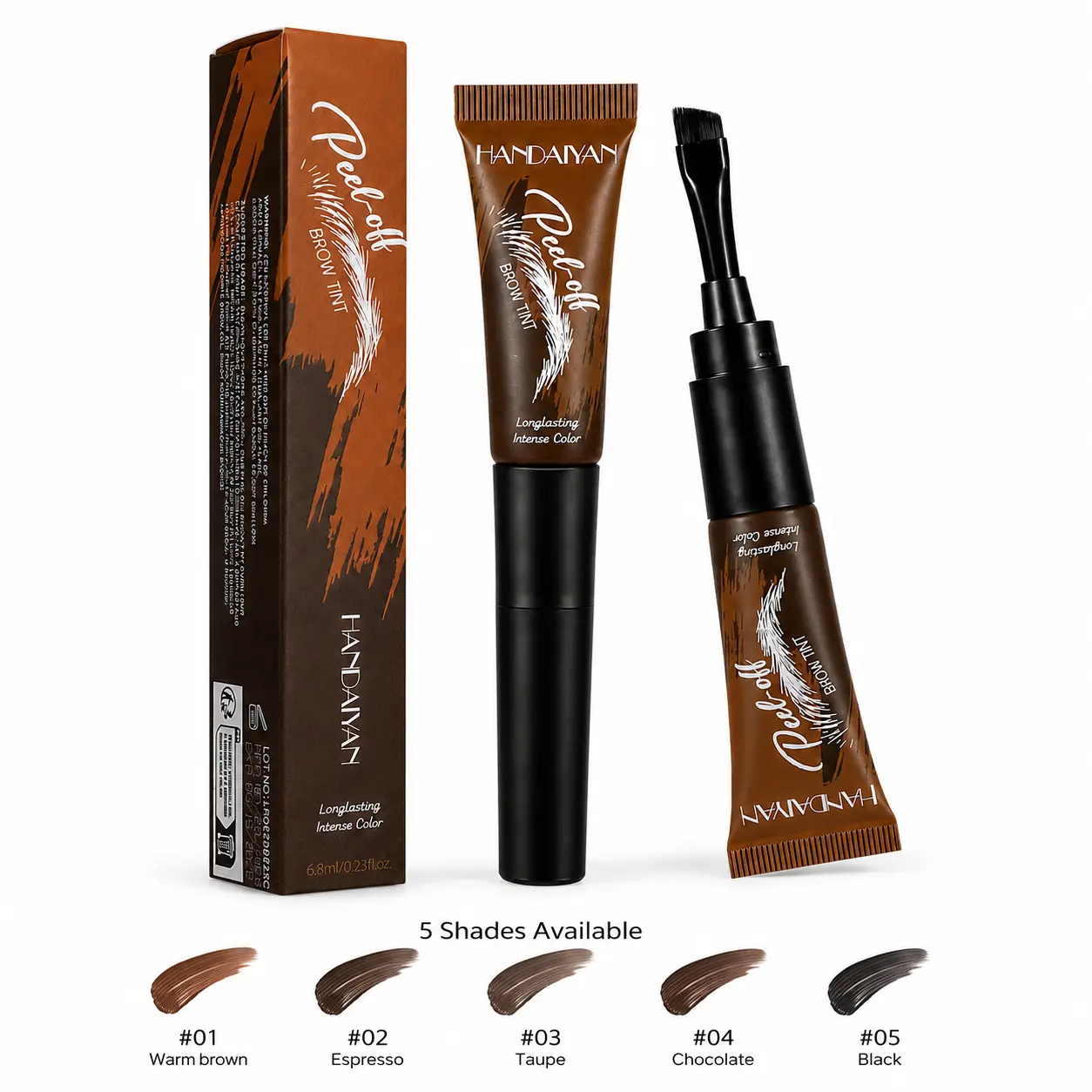 5-Shade Peel-Off Brow Gel Cosmetic, Waterproof Long-Lasting Eyebrow Cream in Gel Tube, Rich Pigment for Precise Brow Definition, Flawless Apply Easily Daily Makeup for Girls