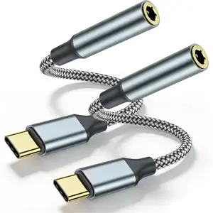Usb C To 3.5mm Aux To Usb C Adapte(2 Pack), Usb C To Aux Adapter Type C Hi-Fi Usb C To Headphone Jack Adapter For  17 Pro Max/17 Pro, 16/15 Pro Max, 16/15 Pro, Galaxy S24/S23/S22 Ultra, Ipad Pro