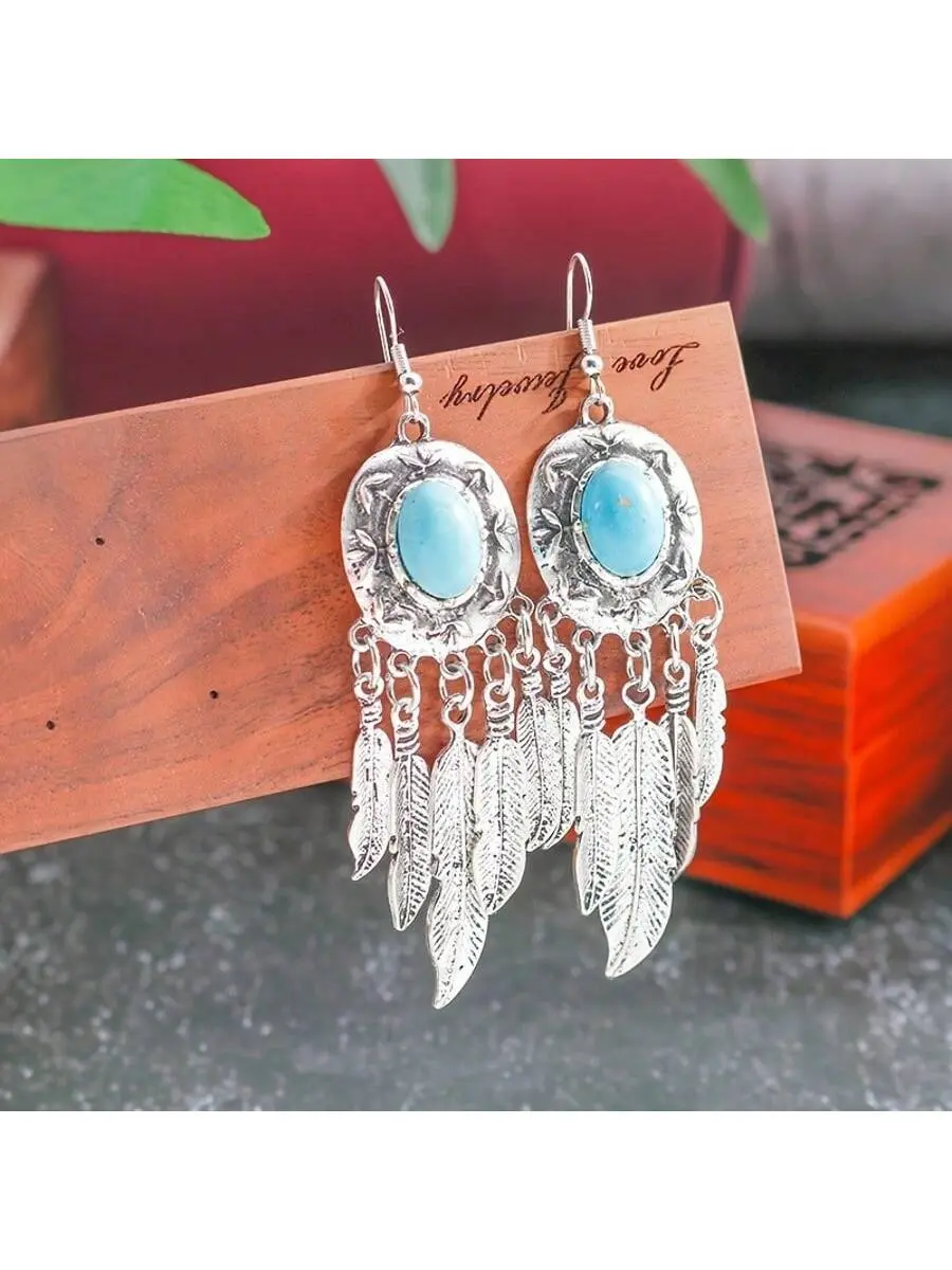 Bohemian Feather Earrings with Textured Fringe Tassel, Dangle Jewelry for Female, Gift for Daily Wear, Feminine Aesthetic, Bohemian Earrings