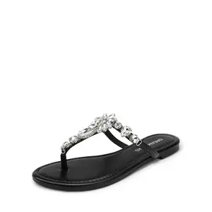 DREAM PAIRS Flip Flops for Women Dressy Rhinestone T-Strap Thong Sandals for Summers Dress Beach