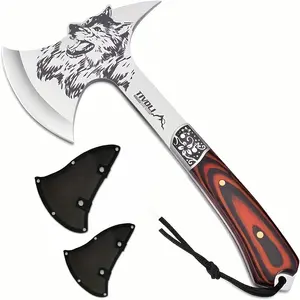 Outdoor Use Camping Hatchet with Nylon Sheath, Survival Viking for Outdoor Splitting Wood, Camping with Gift Box Full Tang Hand for Adventure, Hunting, Trekking, Gardening, Outdoor Activities Tool