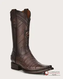 CUADRA CU551 BOOT FUSCUS BELLY CAIMAN ARAUCO CHOCO LASER & WOVEN NARROW SQUARE TOE CU551