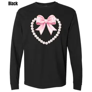 Pretty Pearl Heart Comfort Colors Long Sleeve T-Shirt 'CMNLB'