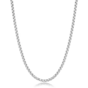 3mm Tone Box Silver Chain for Men, Mens Chain Necklaces, Chain Necklace for Women and Men