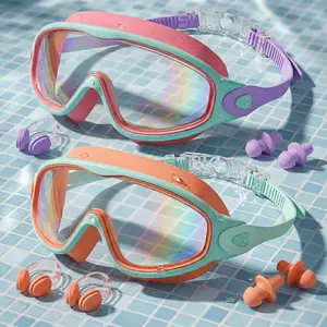 2 Pack Swimming Goggles for Adults & Kids, Full-Cover Anti-Fog UV Protection No-Leak Wide View Swim Goggles for Men Women Boys Girls