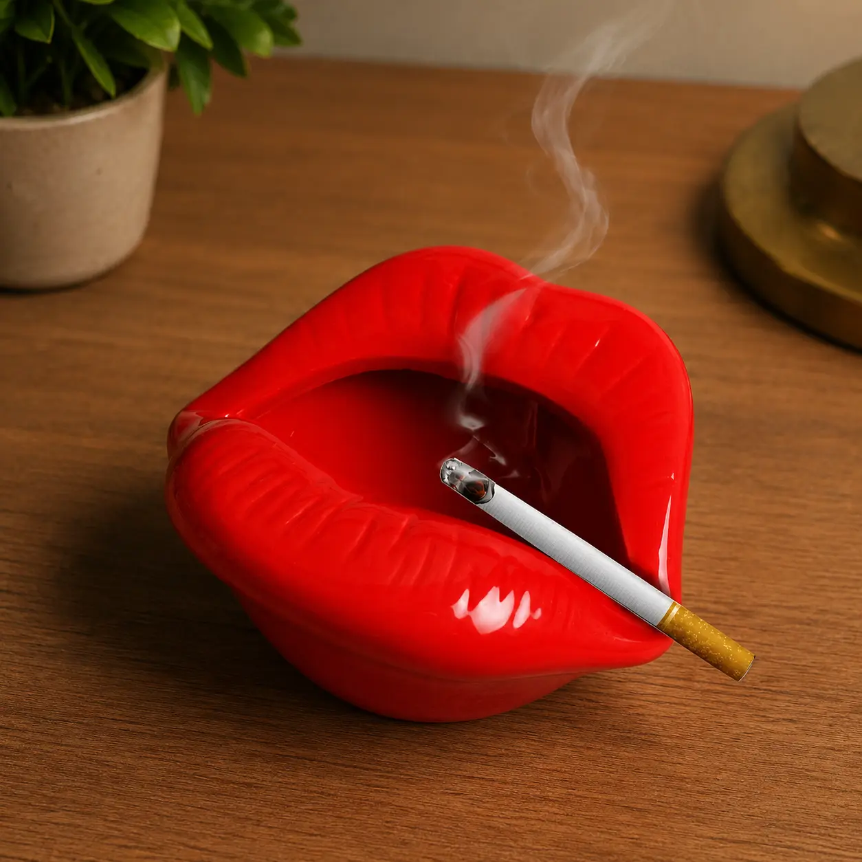 Ceramic Lip Shape Ashtray Cigarette Ash Holder Decoration Tabletop Ornaments