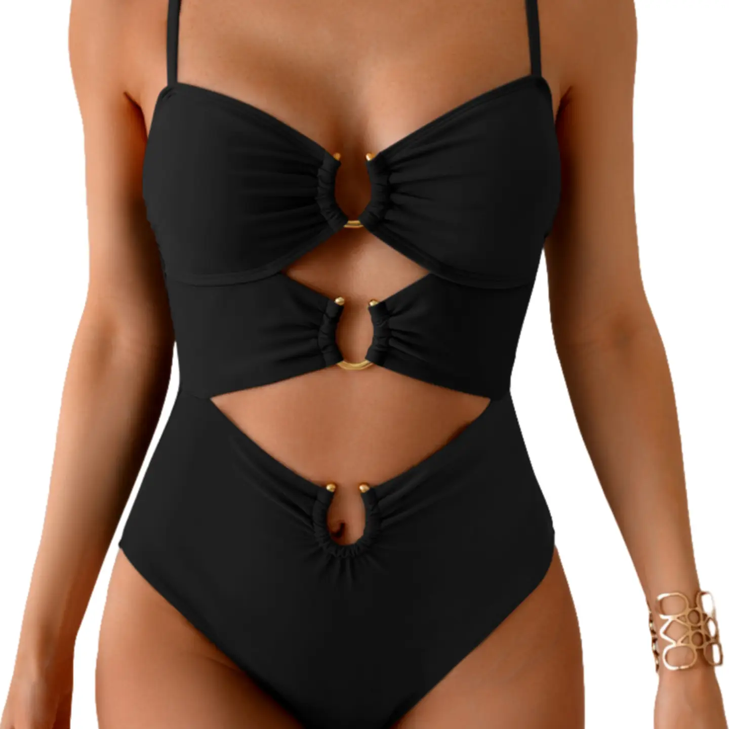 Eomenie One Piece Swimsuit for Women Ring Linked Monokini Sexy Bathing Suit Cutout Swim Suit Swimwear Swimsuits Beachwear
