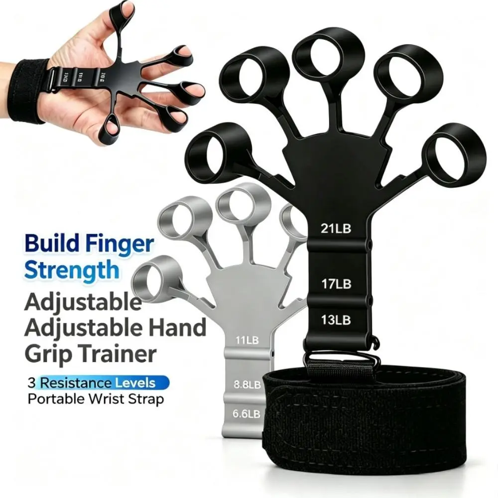 Adjustable Finger Gripper Strengthener Hand Grip Trainer for Guitar Climbing Athlete, Hand Rehabilitation Finger Exerciser Silicone Finger Resistance  Grip Strength Trainer for Arthritis Recovery & Wrist Training big