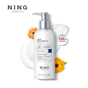 Ning Dermologie Exfoliating Face Scrub Gentle Peeling Gel with PHA AHA Niacinamide for Dead Skin Cells Blackheads Sebum Control Pores Care 7.05OZ