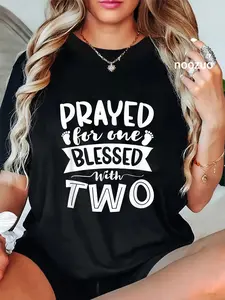 100% Cotton Blessed With Two Pregnancy Twins T-Shirt Expecting Parents Baby Pregnancy Quotes