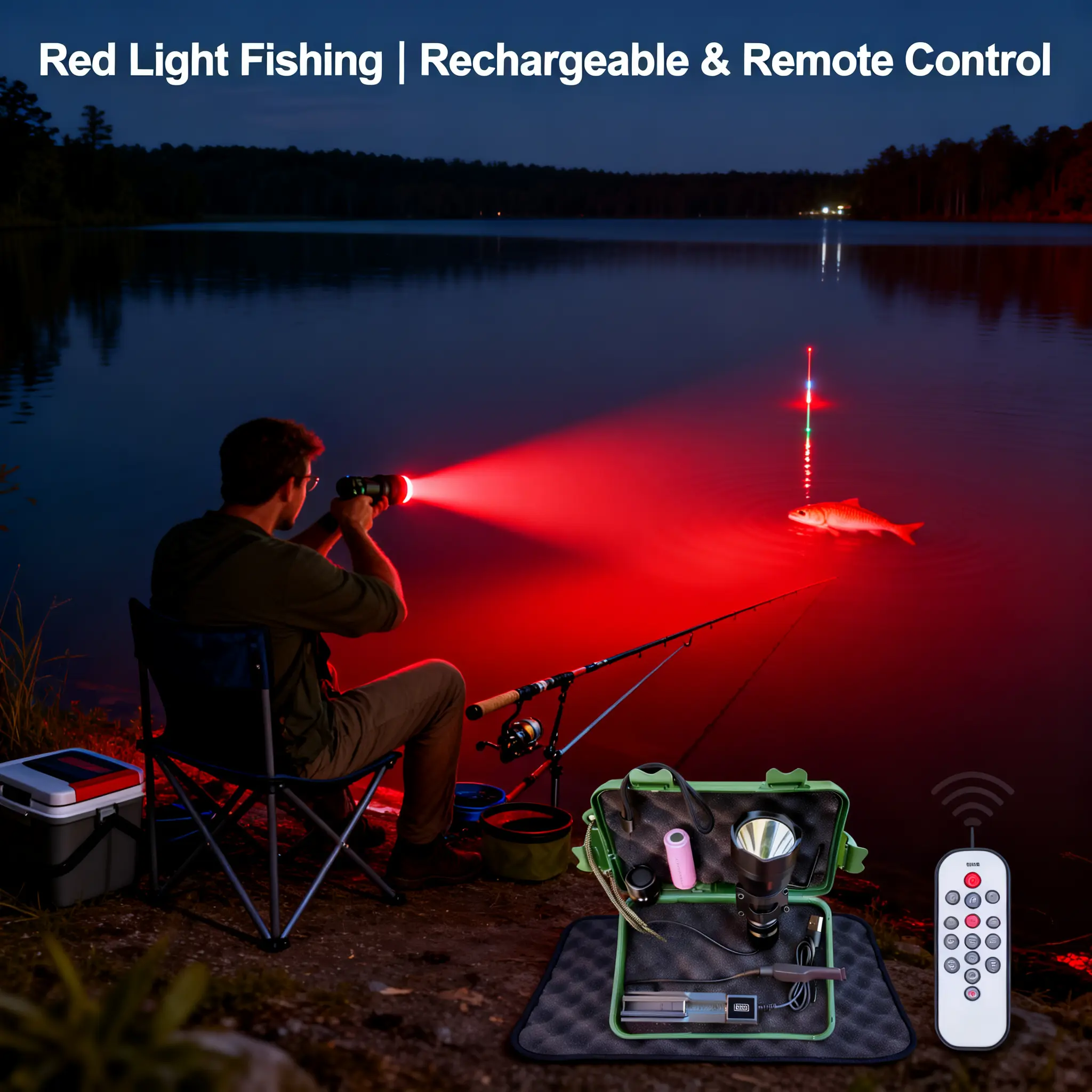 350-yd Range Rechargeable LED Light Torch Accessory, High-Power Multi-Light Flashlight Accessory with Remote Switch, Green & Red Beams, Batteries, Durable Aluminum Alloy, Portable Lighting Solutions for Night Hunting, Men’s Gift