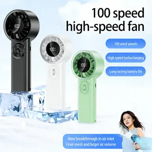 100 Speed ​​Settings Digital Display Handheld Portable Fan with USB Rechargeable for Fast Cooling and Long Battery Life Outdoor Fan