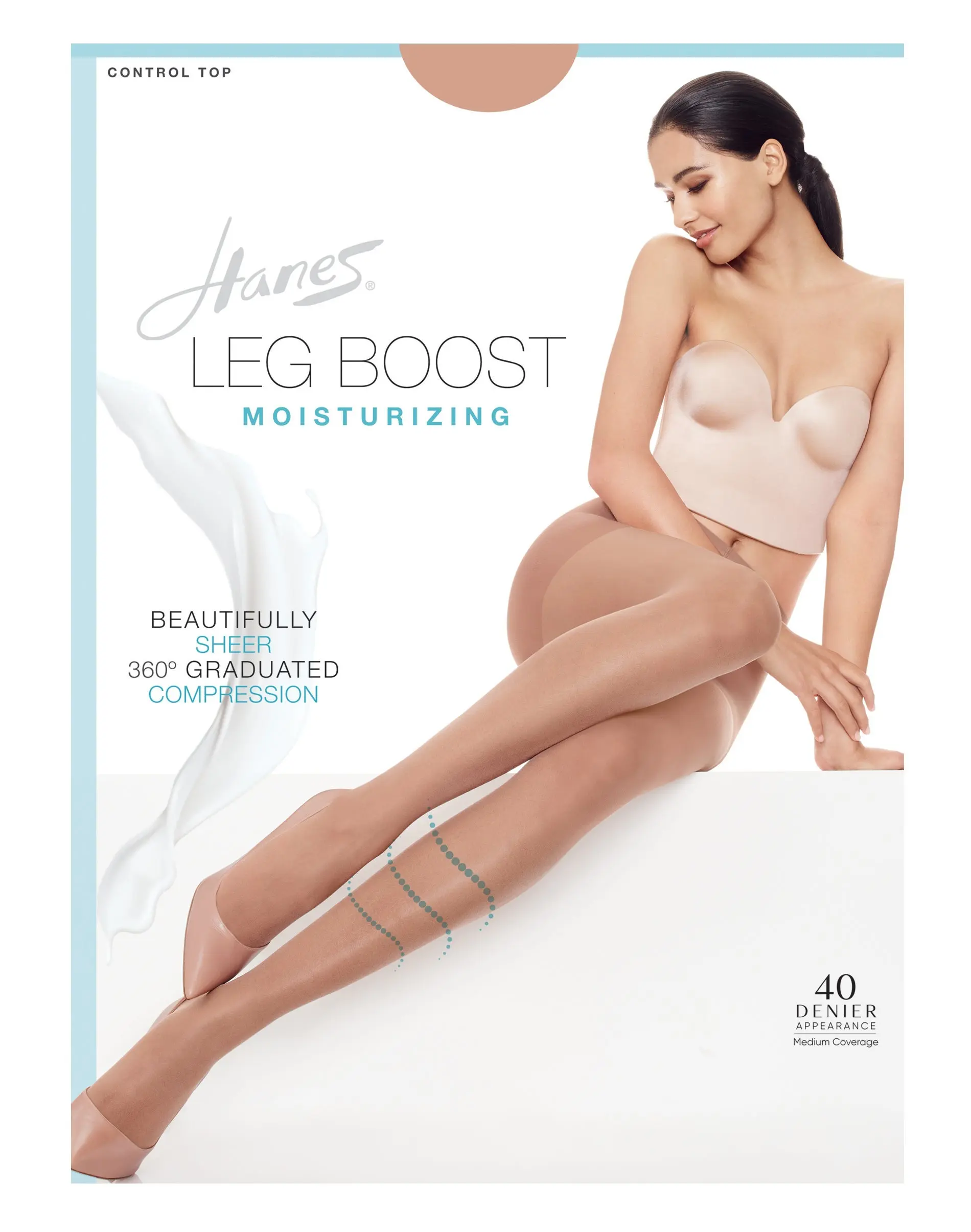 Hanes Leg Boost Moisturizing Pantyhose Women's Underwear Comfortable Fit Soft Stretch Fabric Breathable Bb0002